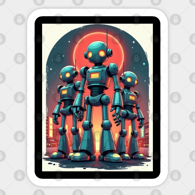 Retro Robot Revival: Vintage Visions of the Future Sticker by Steve